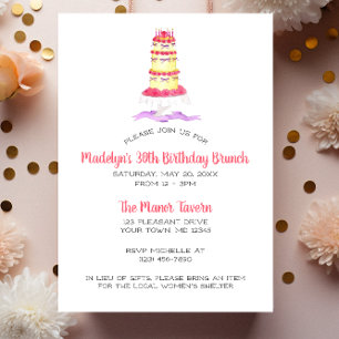 Carte Postale Carton d'invitation d'anniversaire à rayures roses
