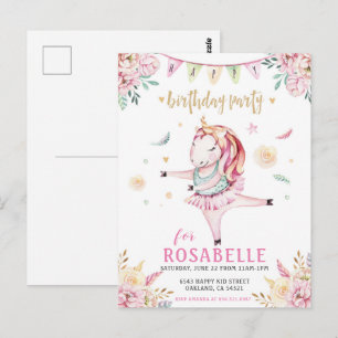 Carte Postale Carton d'invitation d'anniversaire de ballerine li