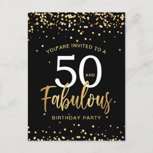 Carte Postale Carton d'invitation d'anniversaire Fifty & Fabulou