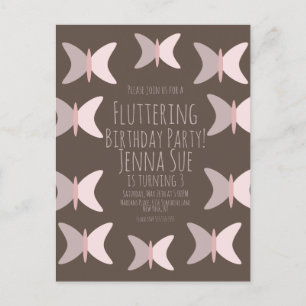 Carte Postale Carton d'invitation d'anniversaire Rose pastel Pap