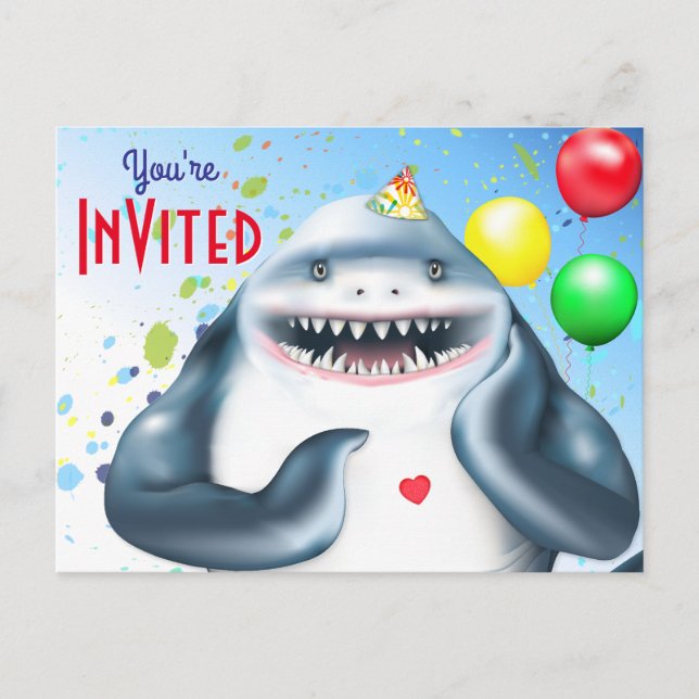 Carte Postale Carton d'invitation d'anniversaire Shark Kids (Devant)