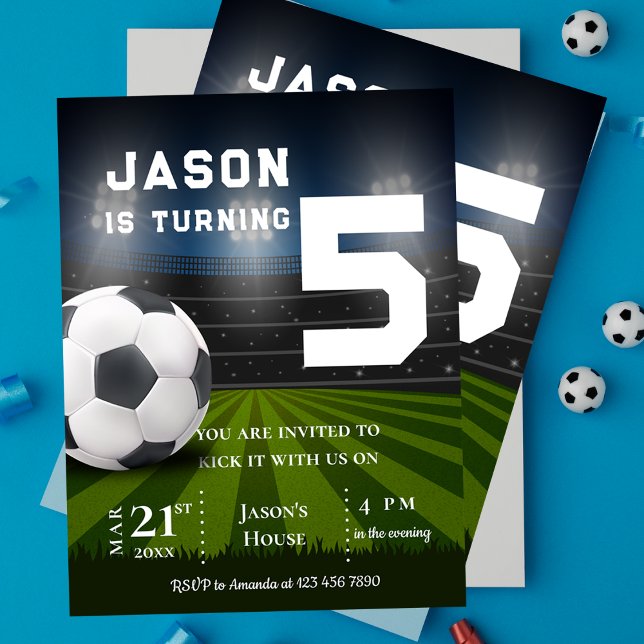 Carte Postale Carton d'invitation d'anniversaire sur le thème du (Sports Soccer Football Themed Birthday Invitation Postcard)