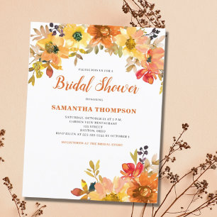 Carte Postale Carton d'invitation de douche de mariée floral ora