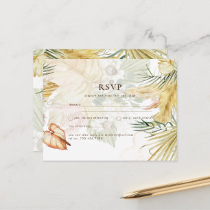 Carte Postale Carton d'invitation de mariage jaune à l'herbe de 