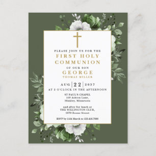 Carte Postale Carton d'invitation de première communion à motif 