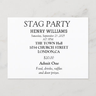 Carte Postale Carton d'invitation élégant noir et blanc pour ent