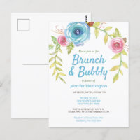 Carton d'invitation floral pour un brunch & Bubbly