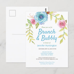 Carte Postale Carton d'invitation floral pour une fête prénuptia