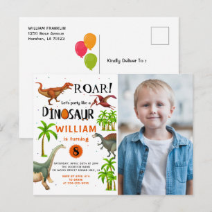 Carte Postale Carton d'invitation photo d'anniversaire Dinosaure