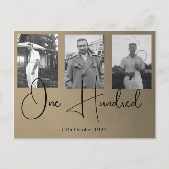 Carte Postale Carton d'invitation photo pour les 100 ans d'un ho (Devant)
