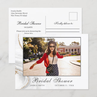 Carte Postale Carton d'invitation photo pour une douche de marié