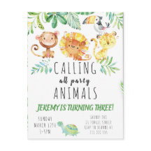 Carton d'invitation pour fête de jungle pour enfan