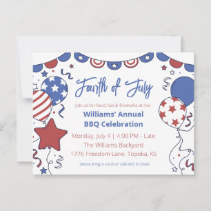 Carte Postale Carton d'invitation pour fête du 14 juillet avec b