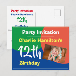 Carte Postale Carton d'invitation pour un 12ème anniversaire ave