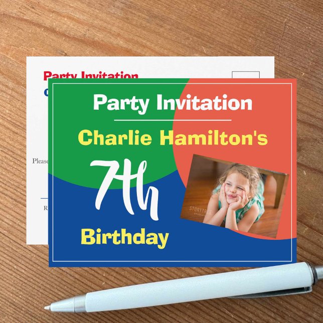 Carte Postale Carton d'invitation pour un 7ème anniversaire avec (Créateur téléchargé)