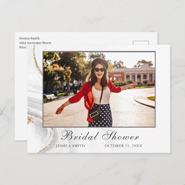 Carte Postale Carton d'invitation pour une douche de mariage à l (Devant / Derrière)