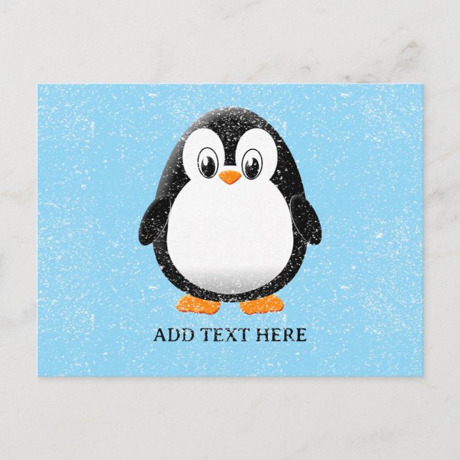Carte Postale Carton en pingouin mignon hiver personnalisé (Devant)