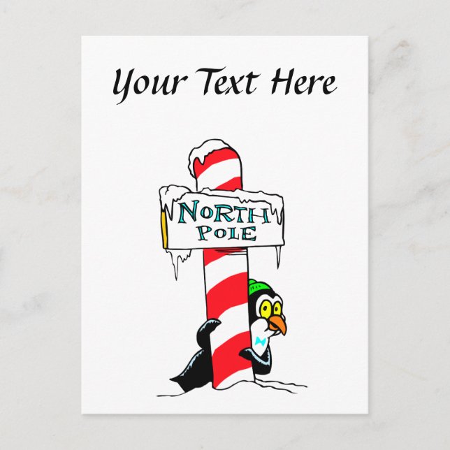 Carte Postale Carton mignon Pôle Nord Penguin (Devant)