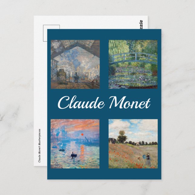 Carte Postale Carton patchwork de chefs-d'œuvre de Claude Monet (Devant / Derrière)