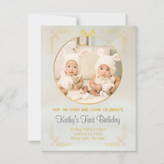 Carte Postale cartons d'invitation 1er anniversaire jumeaux