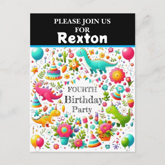 Carte Postale Cartons d'invitation pour fête d'anniversaire de d (Devant)