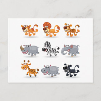 Carte Postale Cartoon animals set 1