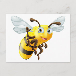 Carte Postale Cartoon Bee Waving