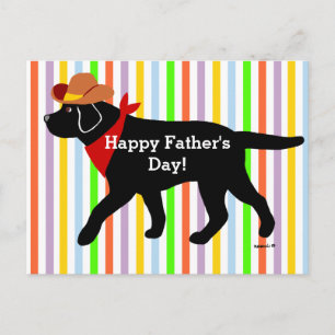 Carte Postale Cartoon Black Labrador Cowboy