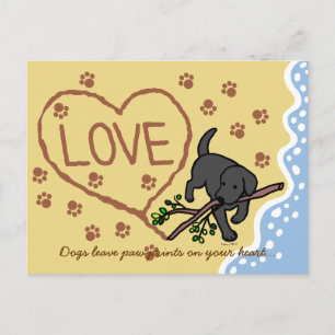 Carte Postale Cartoon Black Labrador Sand Letters