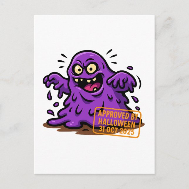 Carte Postale Cartoon Blob - Approuvé par Halloween (Devant)