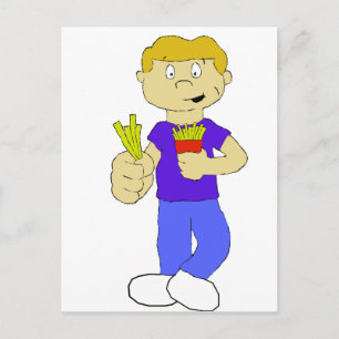 Carte Postale Cartoon Boy With French Fries