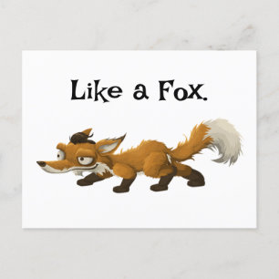 Carte Postale Cartoon Clever Fox - "Like a Fox" Design