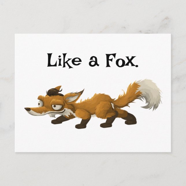 Carte Postale Cartoon Clever Fox - "Like a Fox" Design (Devant)