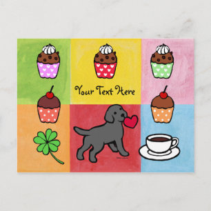 Carte Postale Cartoon Coeur Chiot Black Lab