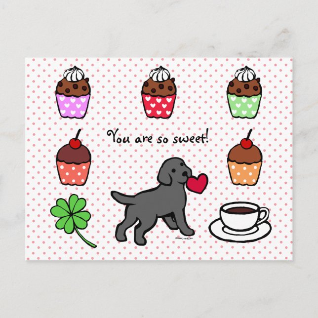 Carte Postale Cartoon Coeur Chiot Black Lab (Devant)