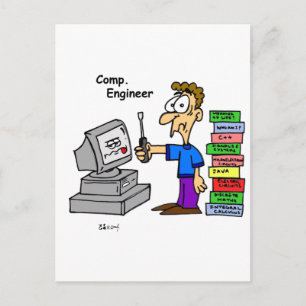 Carte Postale Cartoon de l'ingénieur informatique