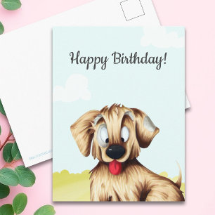 Carte Postale Cartoon de retriever doré personnalisé pour annive