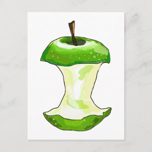 Carte Postale Cartoon Green Apple (Granny Smith) Apple Core