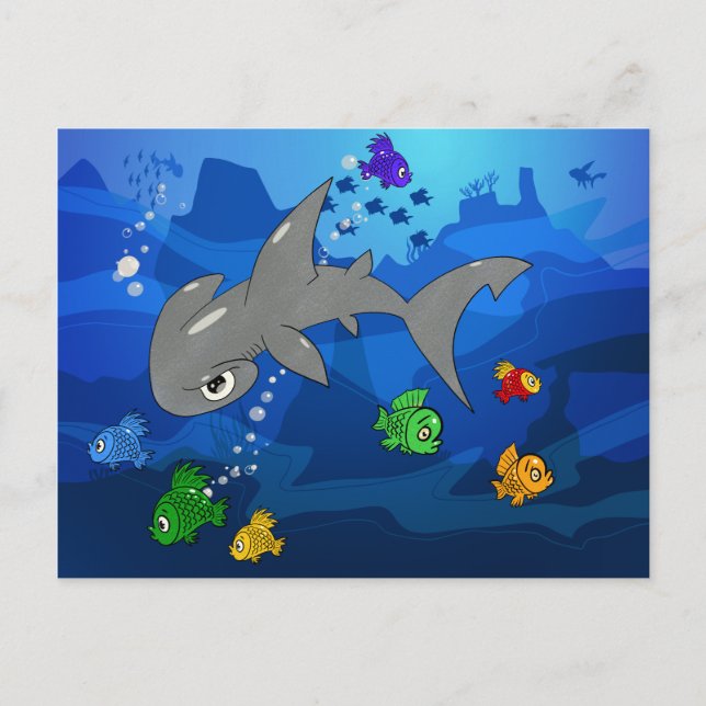 Carte Postale Cartoon Hammerhead Shark (Devant)