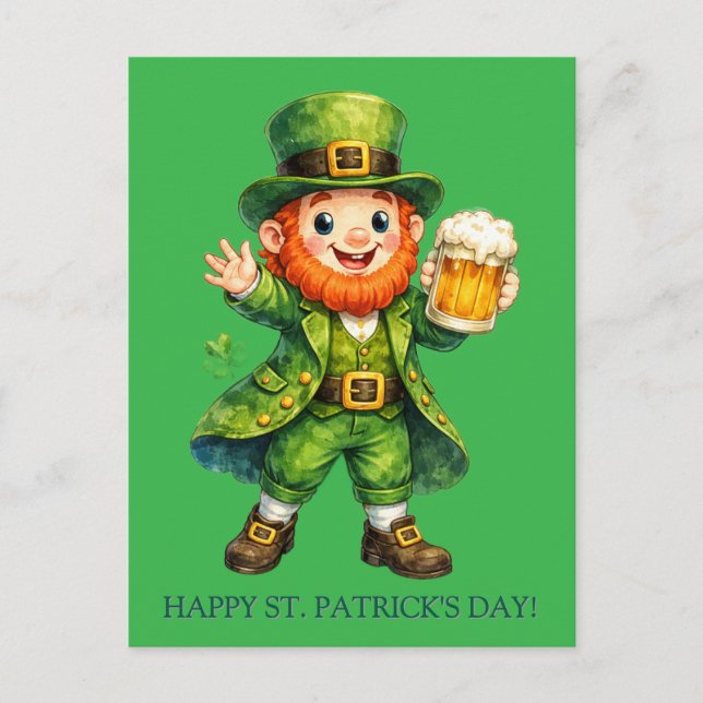 Carte Postale Cartoon Lucky Leprechaun St. Patrick's Day Card (Devant)