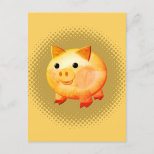 Carte Postale Cartoon mignon Bébé Peinture de porc