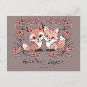 Carte Postale Cartoon mignon Fox amoureux Coeur Saint-Valentin