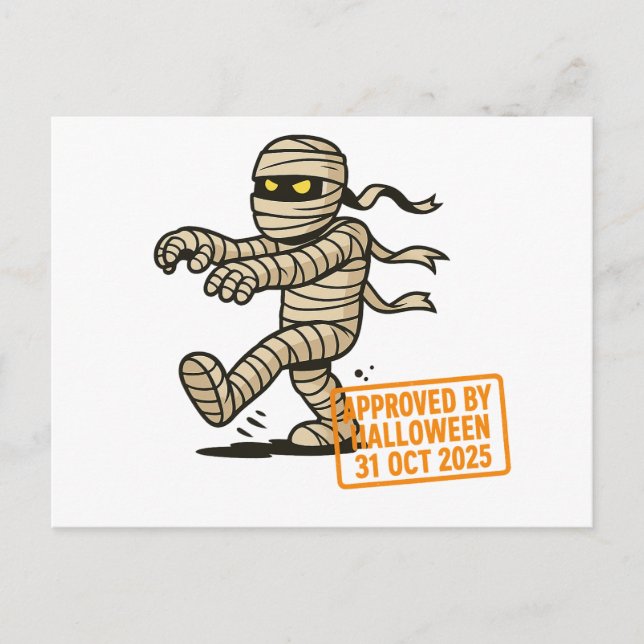 Carte Postale Cartoon Mummy - Approuvé par Halloween (Devant)