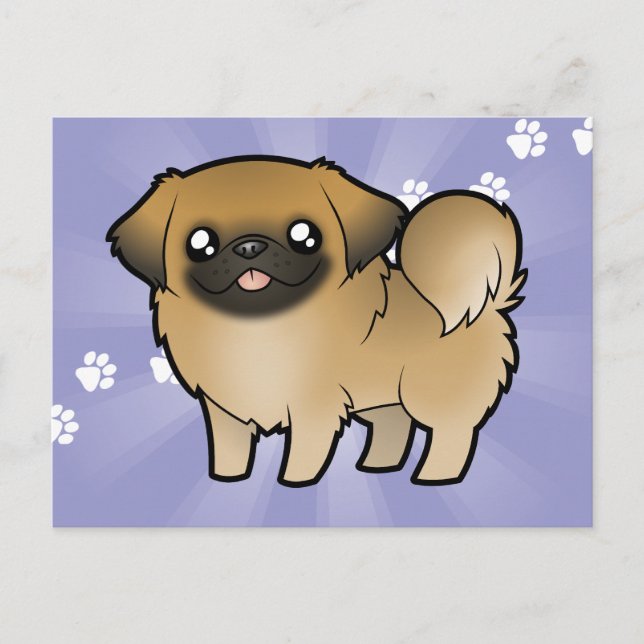 Carte Postale Cartoon Pekeingese (coupe de chiot) (Devant)
