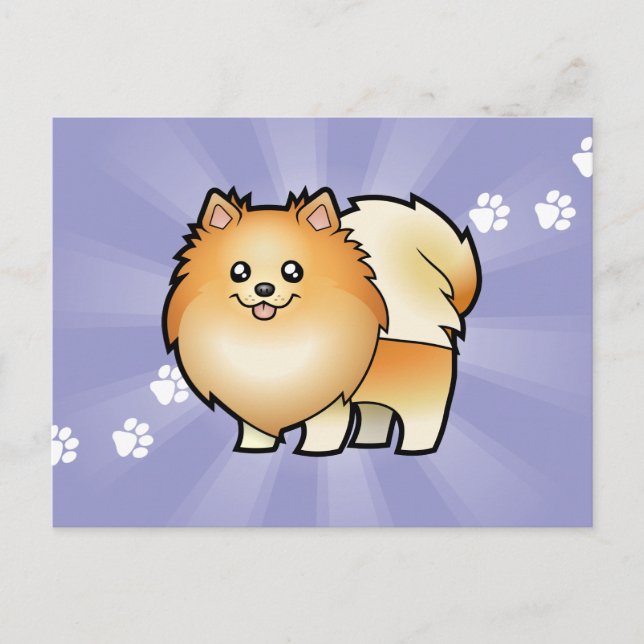Carte Postale Cartoon Pomeranian (Devant)
