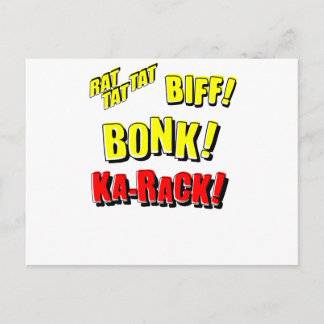 Carte Postale Cartoon RAT TAT TAT, BIFF ! BONK ! KA-RACK !