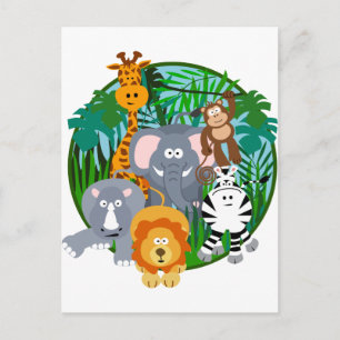 Carte Postale Cartoon Safari Animaux
