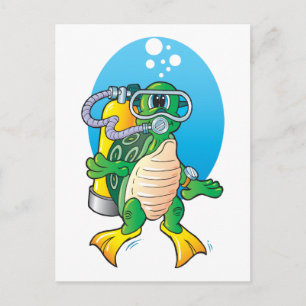 Carte Postale Cartoon Tortue de mer