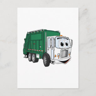 Carte Postale Cartoon vert blanc souriant à ordures