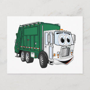 Carte Postale Cartoon vert blanc souriant à ordures